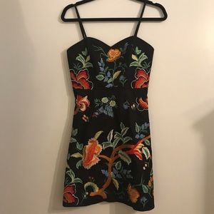 Black floral embroidered dress